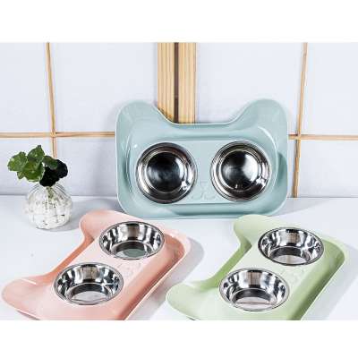 Double Dog Cat Bowls Premium Steel Pet Feeder Cats Dogs  Stainless Bowls Food Water