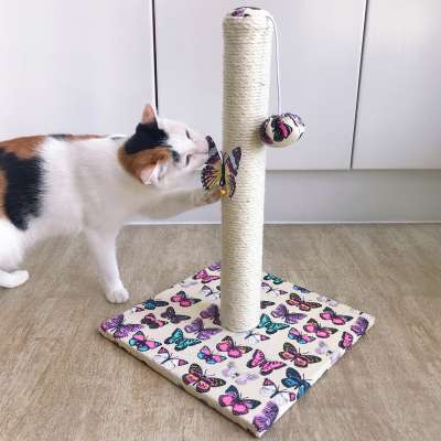 Toy Butterfly Canvas Fabric tree Scratching Post Board Cat Grinding Claw Scratch Post